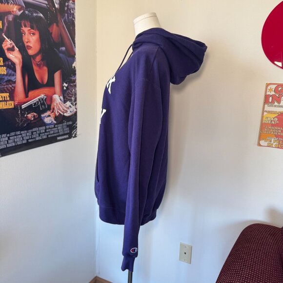 Collegiate New York University Purple and White Long Sleeve Hooded Sweatshirt - Picture 10 of 15